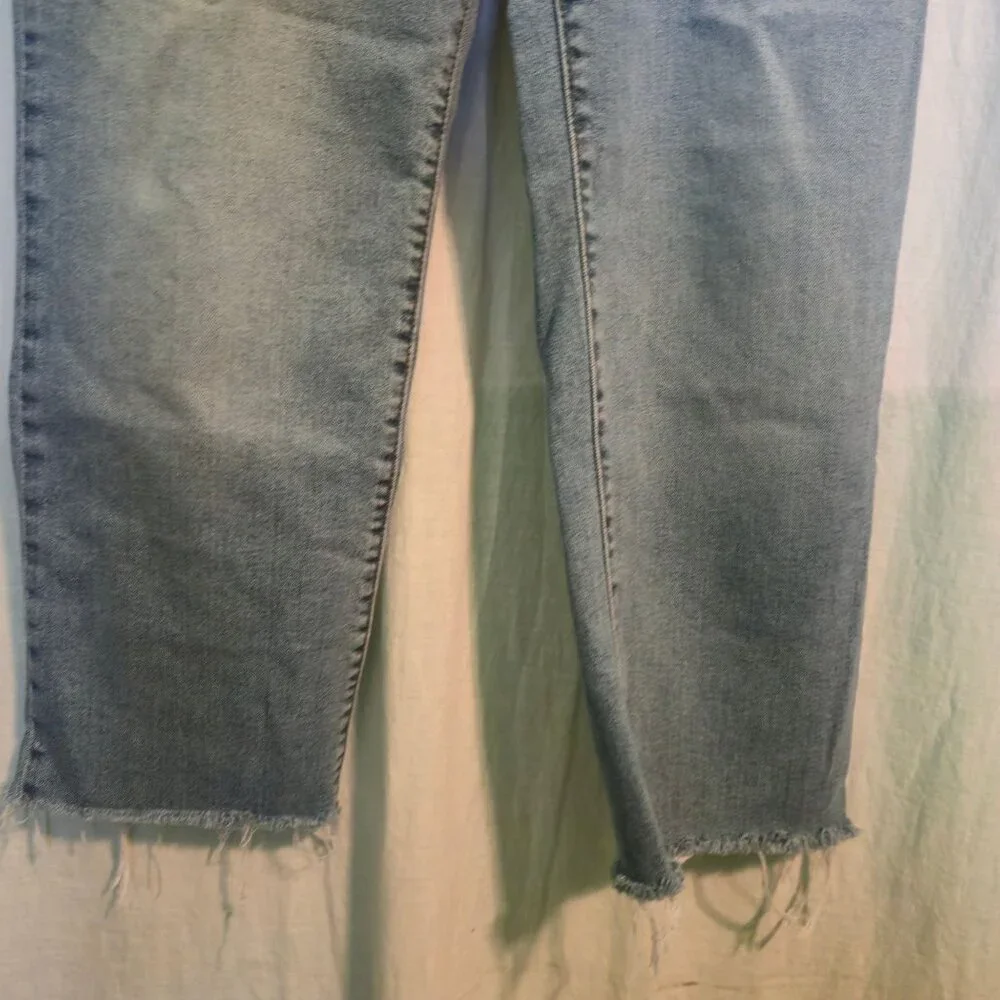 Levi's ribcage Straight jeans womens 29 light-wash blue raw-hem button-fly - Picture 5 of 12